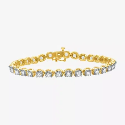 Fine Jewelry (h-i / I1) Womens 5 Ct. T.w. Lab Grown White Diamond 10k Gold Tennis Bracelet In Transparent