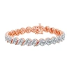 Fine Jewelry (h-i / I1) Womens 5 Ct. T.w. Lab Grown White Diamond 10k Rose Gold 7.5 Inch Tennis Bracelet In Transparent