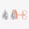 Fine Jewelry (h-i / Si1-si2) 1 Ct. T.w. Lab Grown White Diamond 14k Gold 6.5mm Pear Stud Earrings In Pink