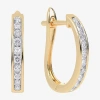 Fine Jewelry (h-i / Si2-i1) Womens 1/2 Ct. T.w. Lab Grown White Diamond 10k Gold 19.8mm Hoop Earrings In Transparent