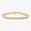 Fine Jewelry (h-i / Si2-i1) Womens 4 Ct. T.w. Lab Grown White Diamond 10k Gold 7.5 Inch Tennis Bracelet In Transparent