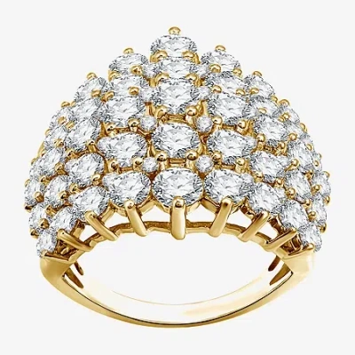 Fine Jewelry (h-i / Si2-i1) Womens 5 Ct. T.w. Lab Grown White Diamond 10k Gold Cluster Cocktail Ring In Transparent