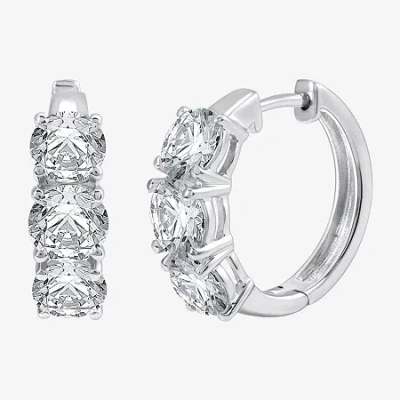 Fine Jewelry (h-i / Si2-i1) Womens 5 Ct. T.w. Lab Grown White Diamond 14k White Gold 18.9mm Hoop Earrings In Transparent