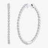 Fine Jewelry (h-i / Si2) Womens 1 1/2 Ct. T.w. Lab Grown White Diamond 10k White Gold 33.2mm Hoop Earrings In Transparent