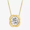 Fine Jewelry (h-i / Si2) Womens 1 Ct. Lab Grown White Diamond 10k Gold Round 18 Inch Pendant Necklace In Transparent