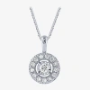 Fine Jewelry (h-i / Si2) Womens 1 Ct. T.w. Lab Grown White Diamond 10k Gold Round 18 Inch Pendant Necklace In White