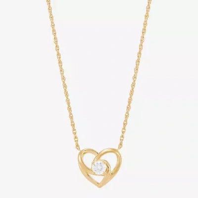 Fine Jewelry (h-i Womens 1/4 Ct. T.w. Lab Grown White Diamond 14k Gold Over Silver Sterling Silver Heart 18 Inch  In Transparent