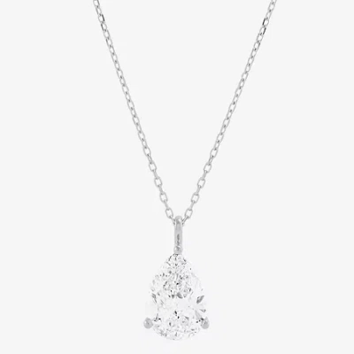 Fine Jewelry ( H-i/si1-si2 ) 2 Ct. Lab-grown Diamond 14k Gold Pear 18 Inch Pendant Necklace In White