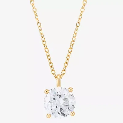 Fine Jewelry ( H-i/si1-si2 ) 2 Ct. Lab-grown Diamond 14k Gold Round 18 Inch Pendant Necklace In Yellow