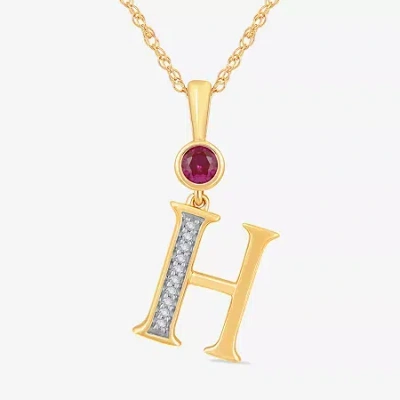 Fine Jewelry H Womens Lab Created Red Ruby 14k Gold Over Silver 18 Inch Pendant Necklace In Transparent