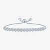 Fine Jewelry Heart (gh / Si2 I1) Womens 1/10 Ct. T.w. Lab Grown White Diamond Sterling Silver Heart Bolo Bracelet In White
