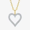 Fine Jewelry Heart (gh / Si2 I1) Womens 1/3 Ct. T.w. Lab Grown White Diamond 10k Gold Heart 16 Inch Pendant Neckl In Yellow