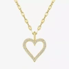 Fine Jewelry Heart (gh / Si2 I1) Womens 1/6 Ct. T.w. Lab Grown White Diamond 10k Gold Heart 16 Inch Pendant Neckl In Yellow