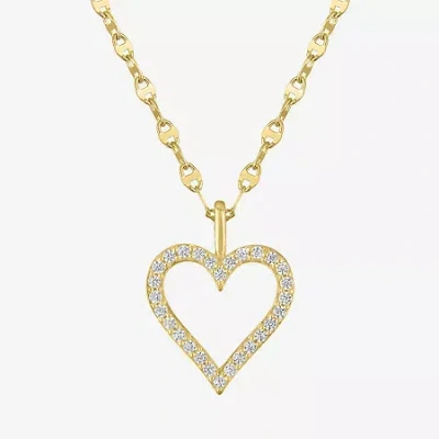 Fine Jewelry Heart (gh / Si2 I1) Womens 1/6 Ct. T.w. Lab Grown White Diamond 10k Gold Heart 16 Inch Pendant Neckl In Yellow