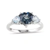 Fine Jewelry Heart-shaped Genuine London And Sky Blue Topaz 3-stone Ring In Blue