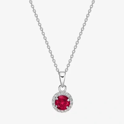 Fine Jewelry Heart-shaped Lab-created Ruby Sterling Silver Pendant Necklace In Red