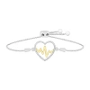Fine Jewelry Heartbeat Womens Diamond Accent Natural Diamond 10k Gold Sterling Silver Heart Bolo Bracelet In Transparent