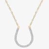 Fine Jewelry Horseshoe Womens 1/6 Ct. T.w. Natural White Diamond 18k Gold Over Silver 18 Inch Pendant Necklace In Transparent