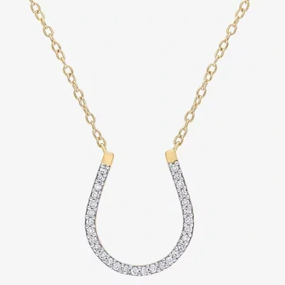 Fine Jewelry Horseshoe Womens 1/6 Ct. T.w. Natural White Diamond 18k Gold Over Silver 18 Inch Pendant Necklace In Transparent