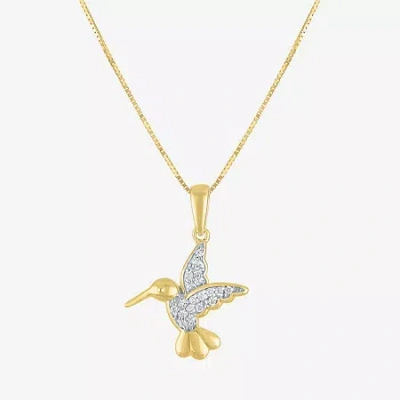 Fine Jewelry Hummingbird (i1-i2/g-h) Womens Diamond Accent Lab Grown White Diamond 10k Gold 18 Inch Pendant Neckl In Yellow