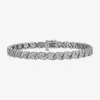 Fine Jewelry (i / I1-i2) Womens 1 Ct. T.w. Lab Grown White Diamond Sterling Silver 7.25 Inch Tennis Bracelet In Silver