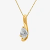 Fine Jewelry (i / I1) Womens 1 Ct. Lab Grown White Diamond 10k Gold Pear 18 Inch Pendant Necklace In Yellow