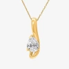 Fine Jewelry (i / I1) Womens 2 Ct. Lab Grown White Diamond 10k Gold Pear 18 Inch Pendant Necklace In Yellow