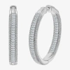 Fine Jewelry (i / I1) Womens 3 Ct. T.w. Lab Grown White Diamond 10k White Gold 37.3mm Hoop Earrings In Transparent