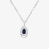Fine Jewelry (i-j/i2-i3) Womens 1/10 Ct. T.w. Genuine Blue Sapphire 10k White Gold Oval 18 Inch Pendant Necklace In Blue