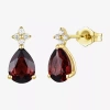 Fine Jewelry (i-j/i2-i3) Womens 1/10 Ct. T.w. Genuine Red Garnet 10k Gold Pear Drop Earrings In Red