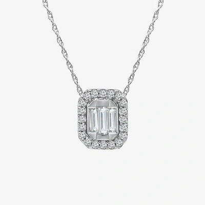 Fine Jewelry (i1/ I ) Womens 1/3 Ct. T.w. Lab Grown White Diamond Sterling Silver 18 Inch Pendant Necklace In Transparent