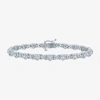 Fine Jewelry (i1-i2/ G-h) Womens Sterling Silver 7.25 Inch Heart Chain Bracelet In Silver