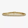 Fine Jewelry (i1-i2/ H) Womens 1/2 Ct. T.w. Lab Grown White Diamond 14k Gold Over Silver 7.25 Inch Tennis Bracele In Yellow