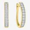 Fine Jewelry (i1-i2/g-h) Womens 1/2 Ct. T.w. Lab Grown White Diamond 10k Gold 20.7mm Hoop Earrings In Transparent