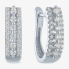 Fine Jewelry (i1-i2/g-h) Womens 1/3 Ct. T.w. Lab Grown White Diamond 10k White Gold 14mm Hoop Earrings In White