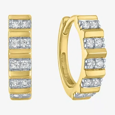 Fine Jewelry (i1-i2/g-h) Womens 1/6 Ct. T.w. Lab Grown White Diamond 10k Gold 13mm Hoop Earrings In Yellow