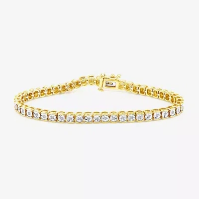 Fine Jewelry (i2,i) Womens 1/4 Ct. T.w. Lab Grown White Diamond 14k Gold Over Silver 8 Inch Tennis Bracelet In Transparent