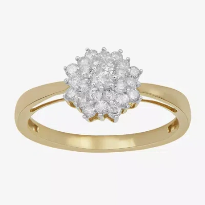 Fine Jewelry (i,i2) Womens 1/2 Ct. T.w. Lab Grown White Diamond 10k Gold Cluster Cocktail Ring In Yellow