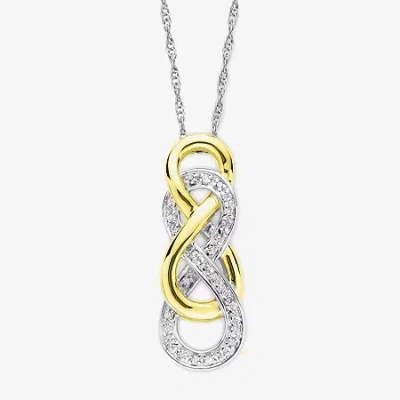Fine Jewelry Infinity Promise 1/10 Ct.t.w. Natural Diamond Two-tone Infinity Pendant Necklace In Transparent