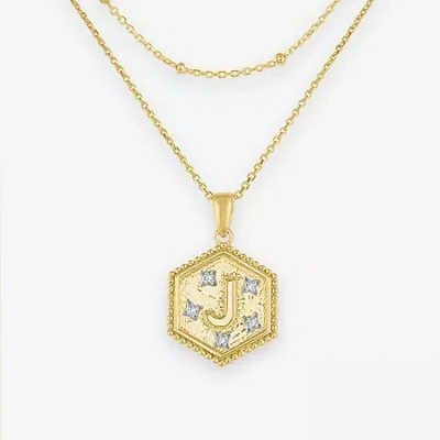 Fine Jewelry Intial "a" Womens Diamond Accent Natural White Diamond 2-pc. Necklace Set