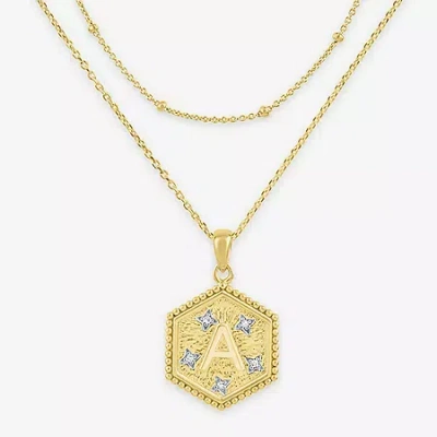 Fine Jewelry Intial "a" Womens Diamond Accent Natural White Diamond 2-pc. Necklace Set