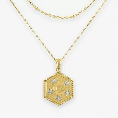 Fine Jewelry Intial "a" Womens Diamond Accent Natural White Diamond 2-pc. Necklace Set In Blue