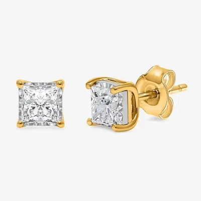 Fine Jewelry (i/si2) 1 1/2 Ct. T.w. Lab Grown White Diamond Sterling Silver 5mm Stud Earrings In Yellow