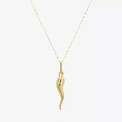 Fine Jewelry Italian Horn Unisex Adult 10k Gold 18 Inch Pendant Necklace In Yellow