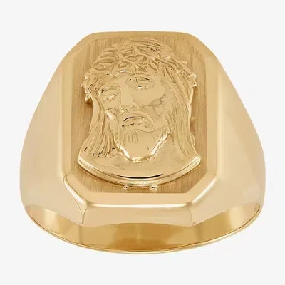 Fine Jewelry Jesus Mens 14k Gold Signet Ring In Yellow