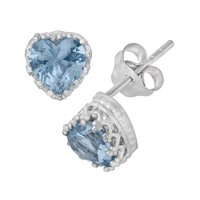 Fine Jewelry Lab-created Aquamarine Sterling Silver Earrings In Blue