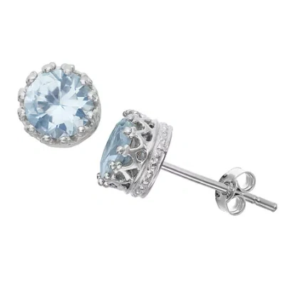 Fine Jewelry Lab Created Aquamarine Sterling Silver Earrings In Blue