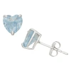 Fine Jewelry Lab Created Blue Aquamarine 10k Gold 6.1mm Heart Stud Earrings In Transparent