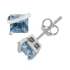 Fine Jewelry Lab Created Blue Aquamarine Sterling Silver 6.1mm Stud Earrings In Silver