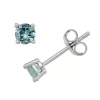 Fine Jewelry Lab Created Blue Cubic Zirconia Sterling Silver 4mm Stud Earrings In Metallic